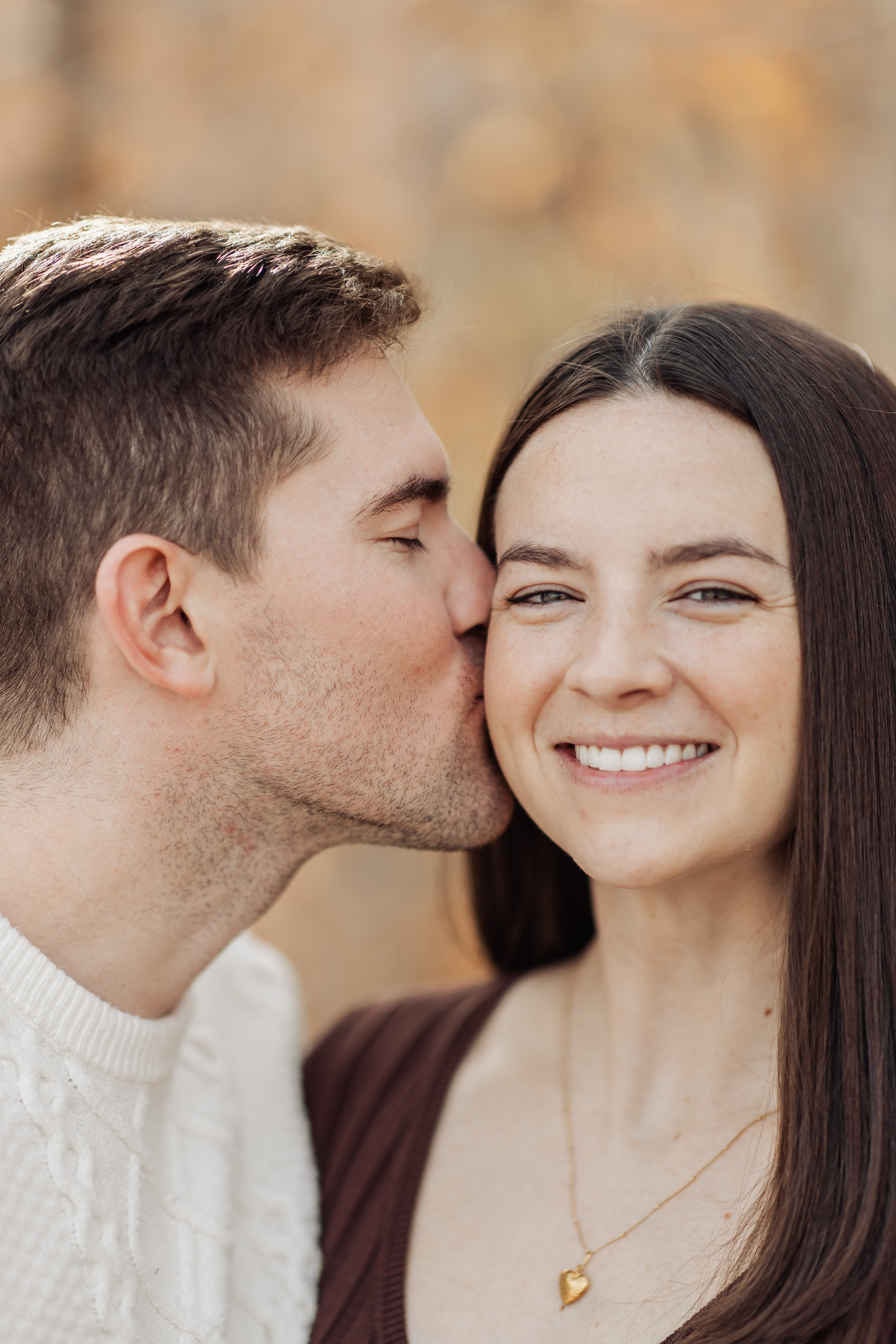 Couple laughing during an engagement session at Red Rock Canyon