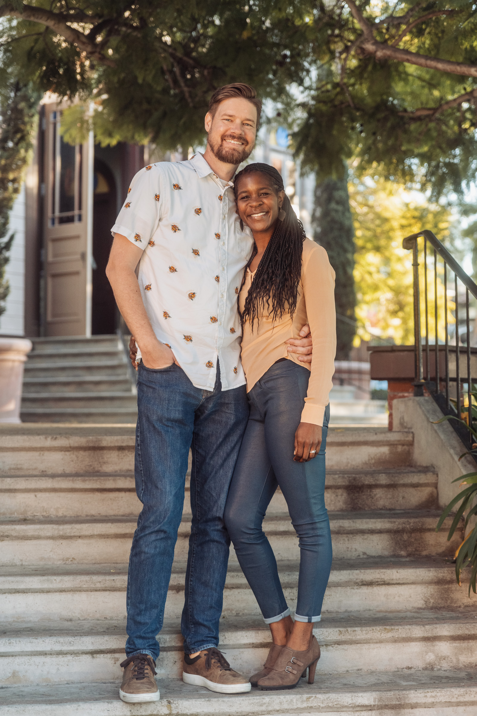 Couples session walking through Old Town San Diego