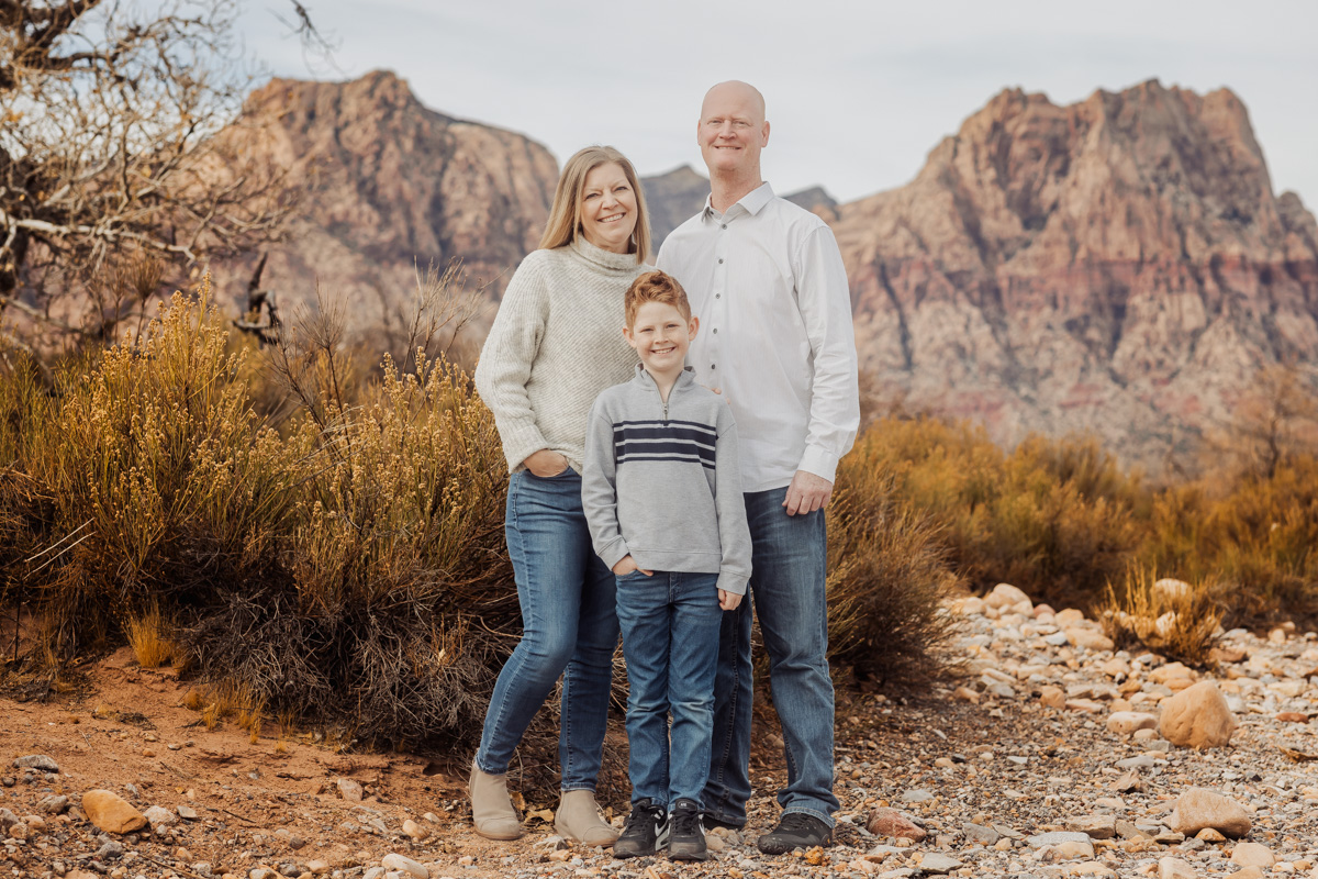 Las Vegas family photographer, family of three in the desert