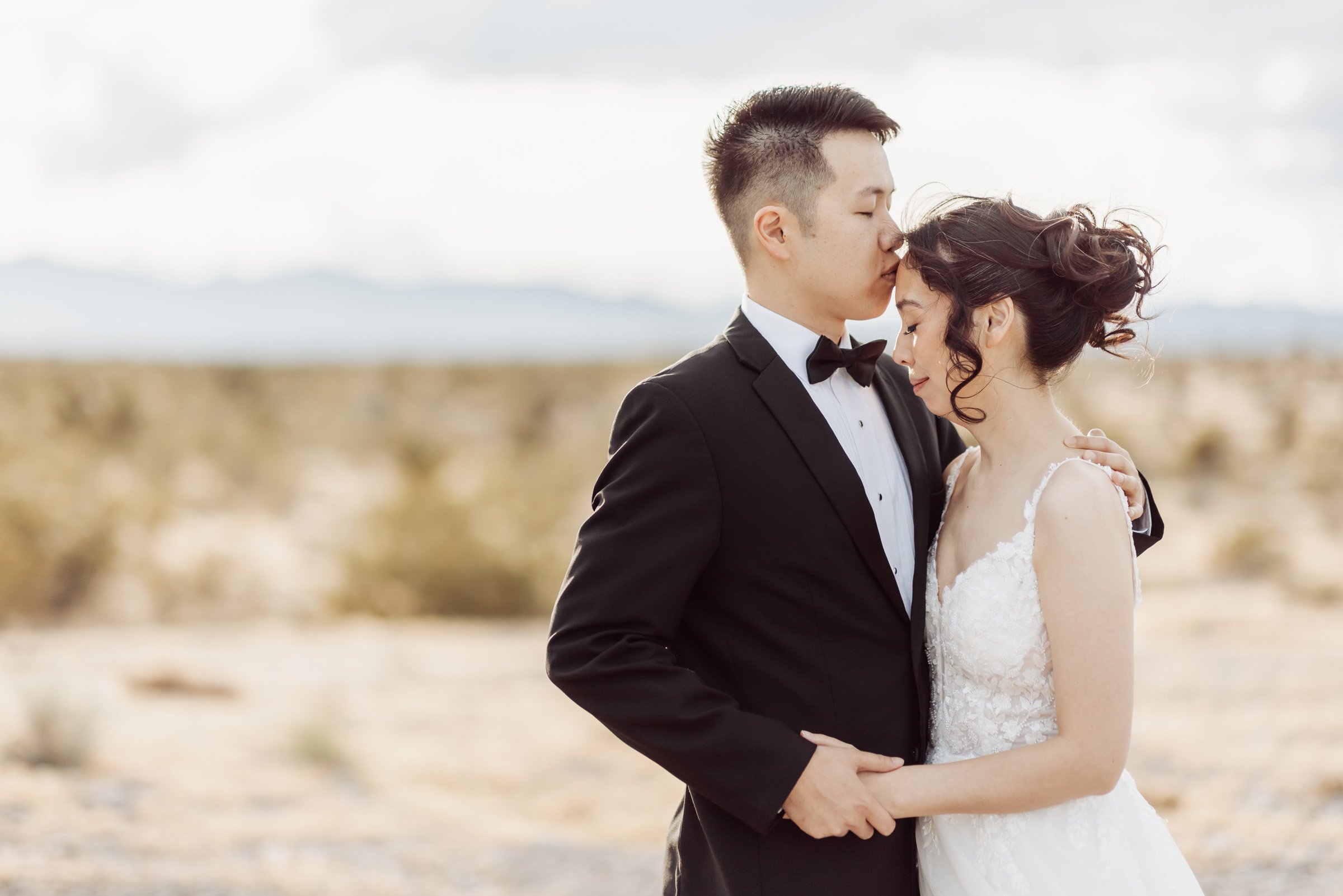 Cinematic couple portrait at Kyle Canyon near Las Vegas