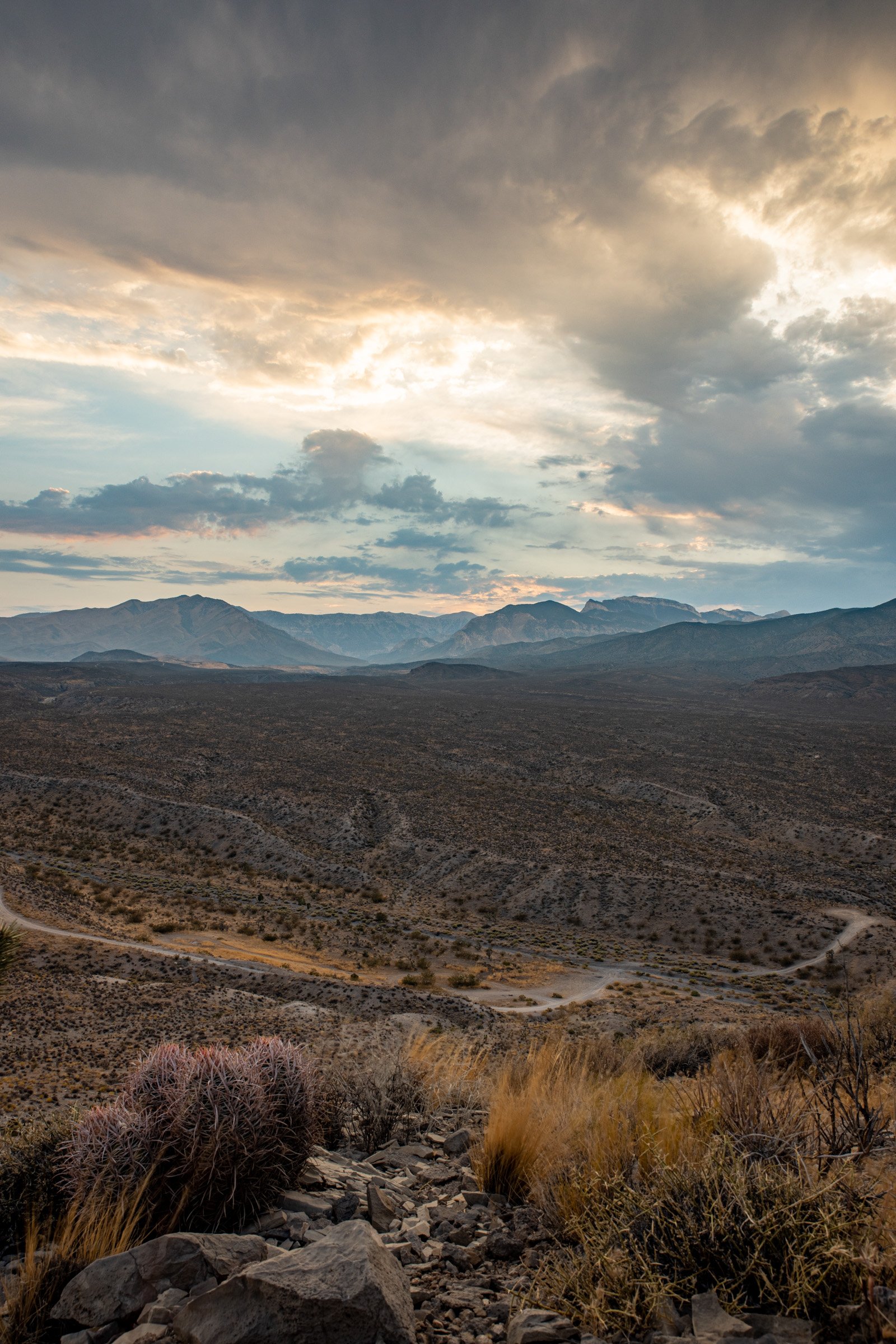 Late afternoon view across Kyle Canyon on the road up to Mount Charleston